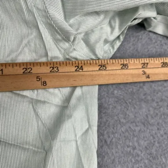 Calvin Klein Shirt Green White Striped Button Up Long Sleeve Mens 16.5 New NWT - Picture 10 of 14